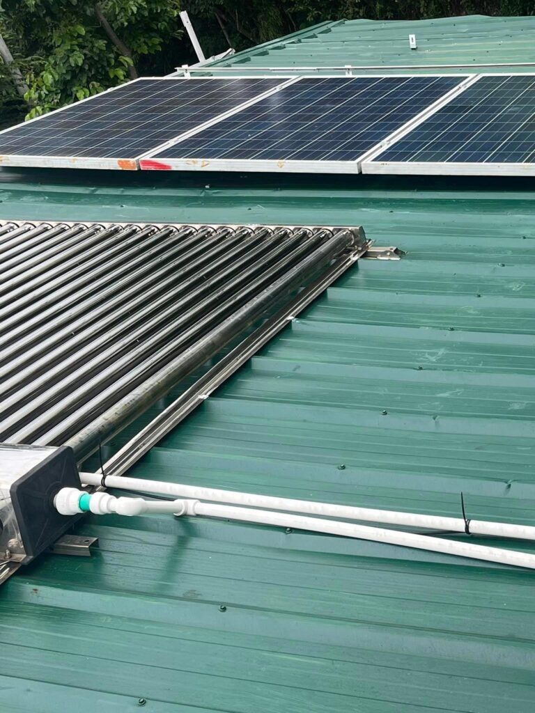 Solar power hot water at Jalyn's Resort